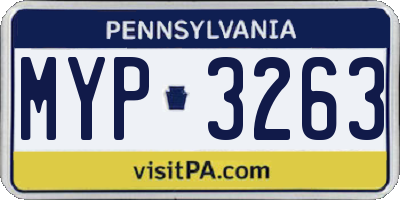 PA license plate MYP3263