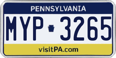 PA license plate MYP3265