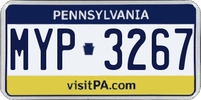 PA license plate MYP3267