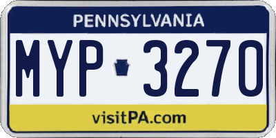 PA license plate MYP3270