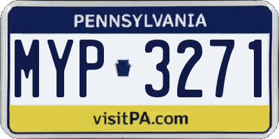 PA license plate MYP3271