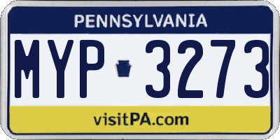 PA license plate MYP3273