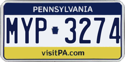 PA license plate MYP3274