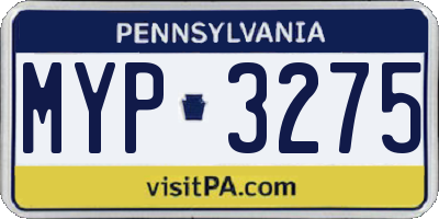PA license plate MYP3275