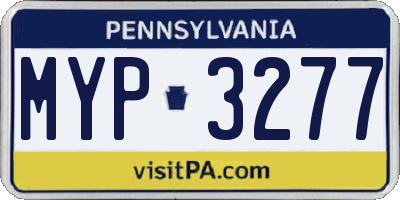 PA license plate MYP3277