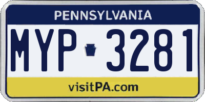 PA license plate MYP3281
