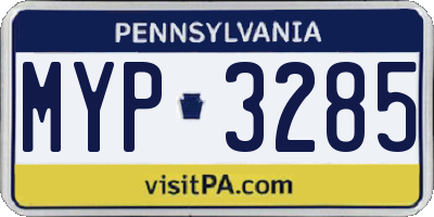 PA license plate MYP3285