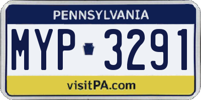 PA license plate MYP3291