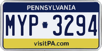 PA license plate MYP3294