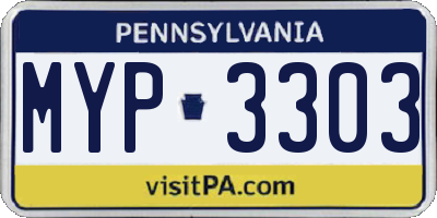 PA license plate MYP3303