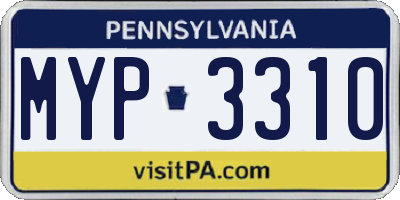 PA license plate MYP3310