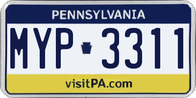 PA license plate MYP3311