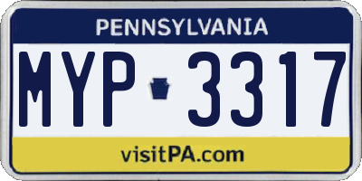 PA license plate MYP3317