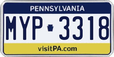 PA license plate MYP3318