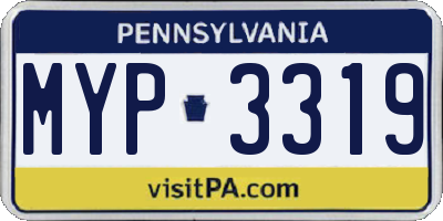 PA license plate MYP3319
