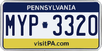 PA license plate MYP3320