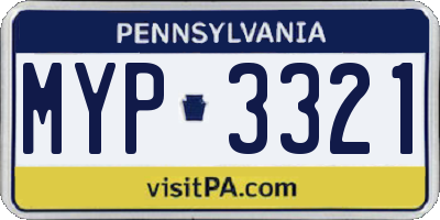 PA license plate MYP3321