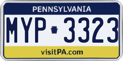 PA license plate MYP3323