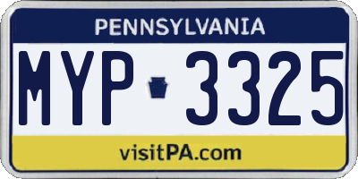 PA license plate MYP3325