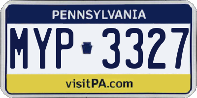 PA license plate MYP3327