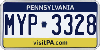 PA license plate MYP3328