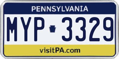 PA license plate MYP3329