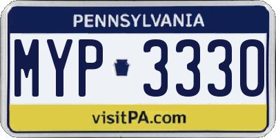 PA license plate MYP3330