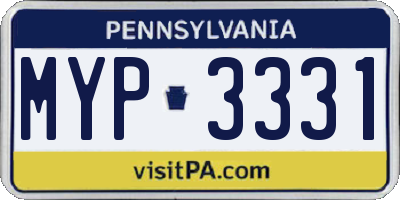 PA license plate MYP3331