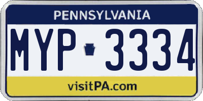 PA license plate MYP3334