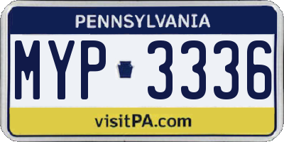 PA license plate MYP3336