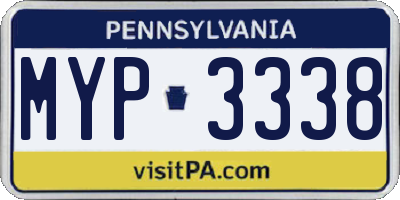 PA license plate MYP3338