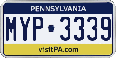 PA license plate MYP3339