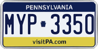 PA license plate MYP3350