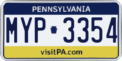 PA license plate MYP3354