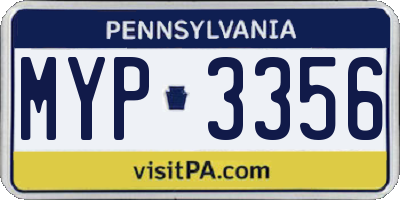 PA license plate MYP3356