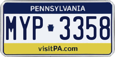 PA license plate MYP3358