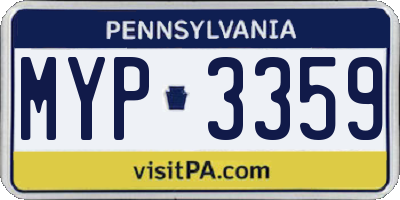 PA license plate MYP3359