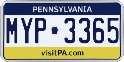 PA license plate MYP3365