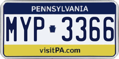 PA license plate MYP3366