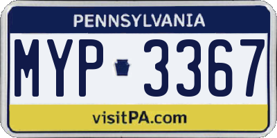 PA license plate MYP3367