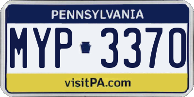PA license plate MYP3370