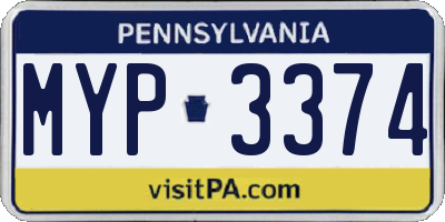 PA license plate MYP3374