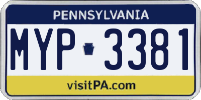PA license plate MYP3381
