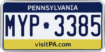 PA license plate MYP3385