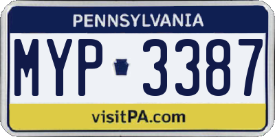 PA license plate MYP3387