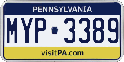 PA license plate MYP3389