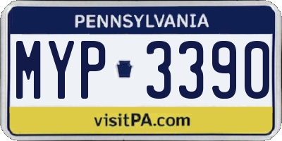 PA license plate MYP3390
