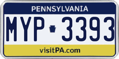 PA license plate MYP3393