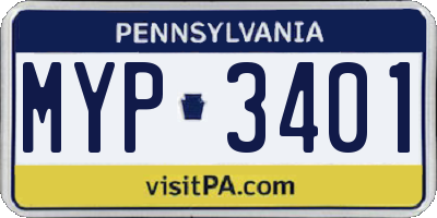 PA license plate MYP3401