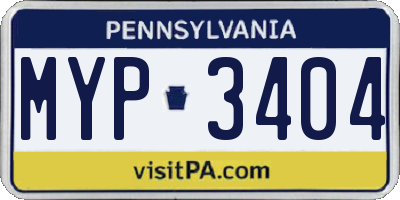 PA license plate MYP3404